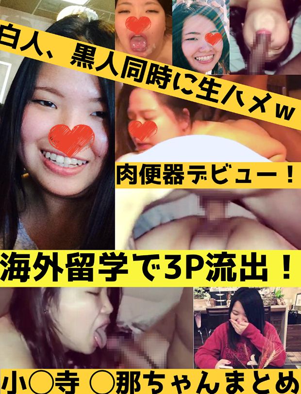 【流出】留学したら白人、黒人と3Pしちゃって肉便器扱いされちゃったｗ小◯寺 ◯那ちゃんのまとめ！【zip付き】