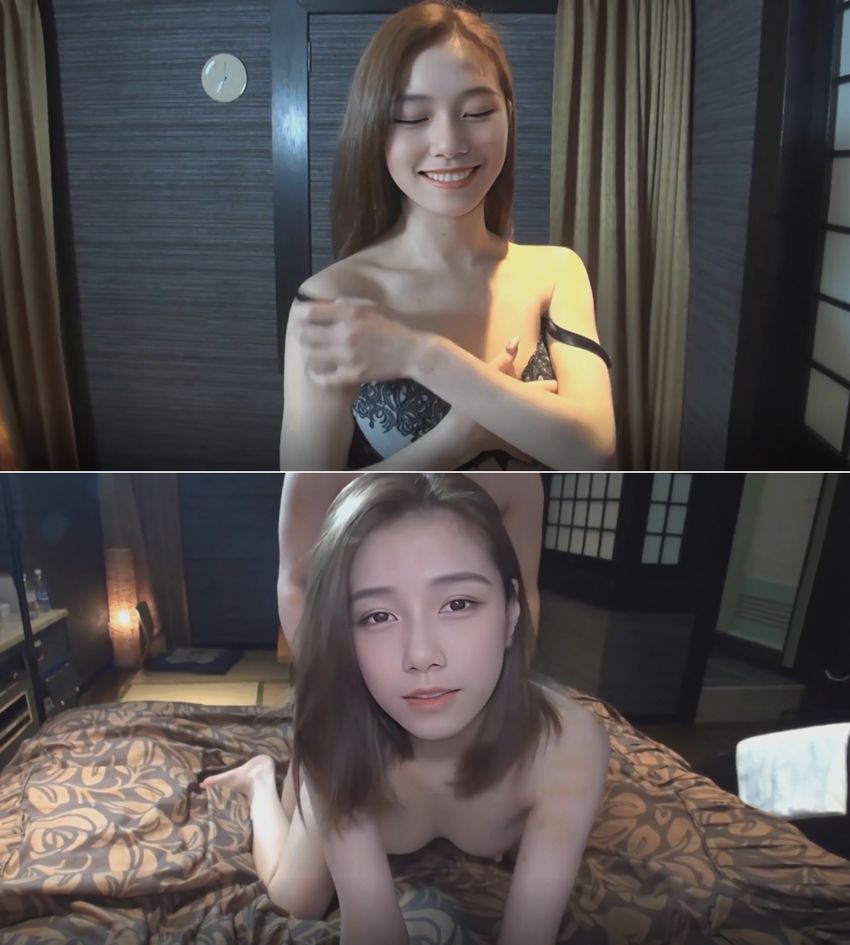 【色白超美人がエッチな声を出しながら中出セックス 藻なし】